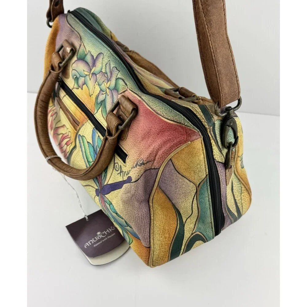 Anuska Zip Around Satchel With Cross Body Strap and 2 handles New With Tags